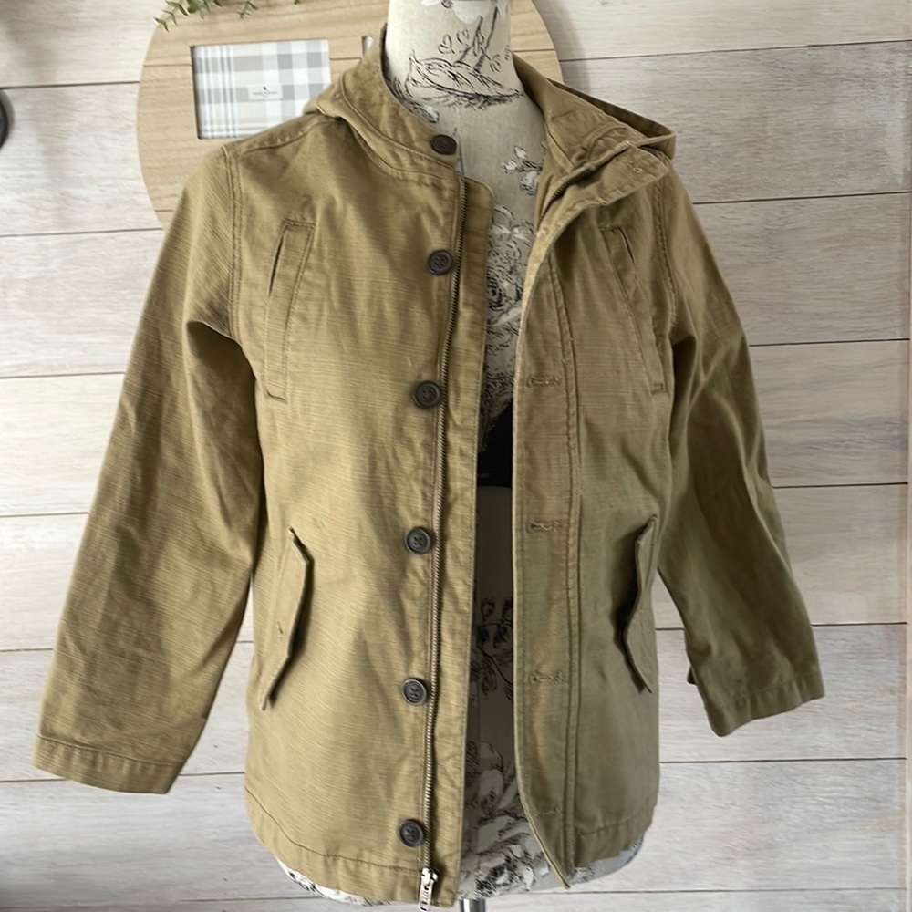 Girls Gymboree Tan Hooded Coat Jacket L